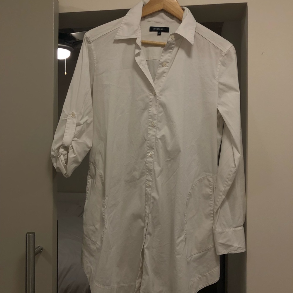 Lafayette 148 New York White Shirt Dress